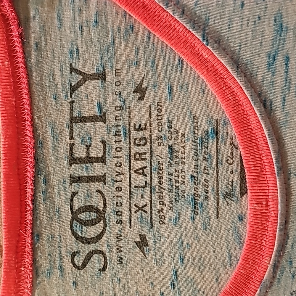 Woman's, Society T-shirt, size, X-Large ,light blue and pink - Picture 3 of 6